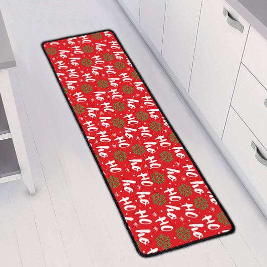 Christmas Hohoho Santa Claus Laugh Print Long Kitchen Mat