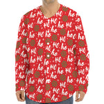 Christmas Hohoho Santa Claus Laugh Print Long Sleeve Baseball Jersey