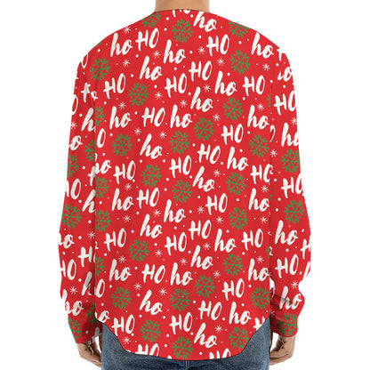 Christmas Hohoho Santa Claus Laugh Print Long Sleeve Baseball Jersey