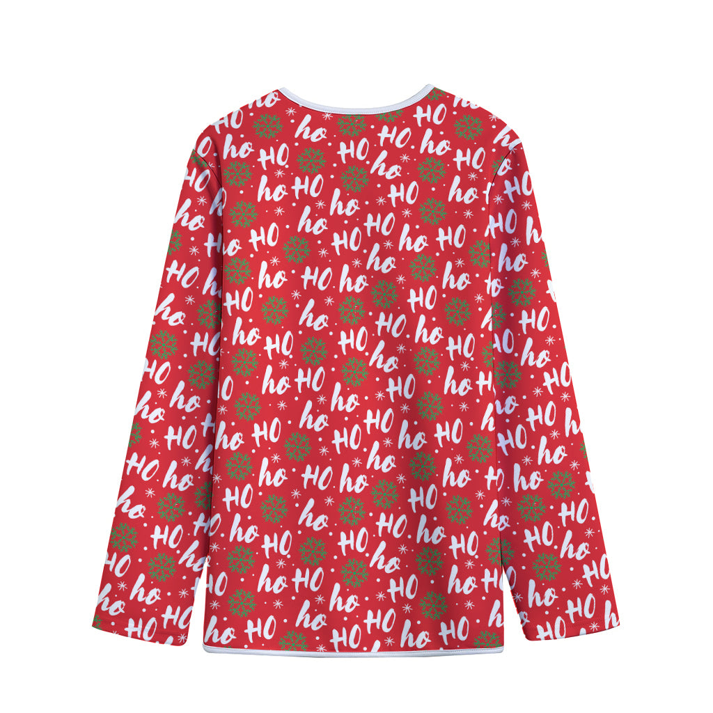 Christmas Hohoho Santa Claus Laugh Print Long Sleeve Short Coat
