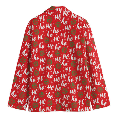 Christmas Hohoho Santa Claus Laugh Print Men's Blazer