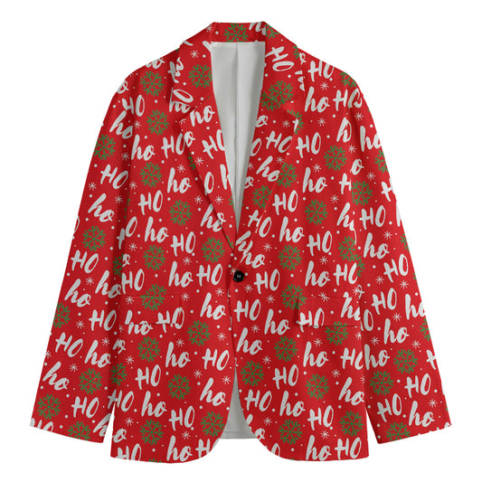Christmas Hohoho Santa Claus Laugh Print Men's Cotton Blazer