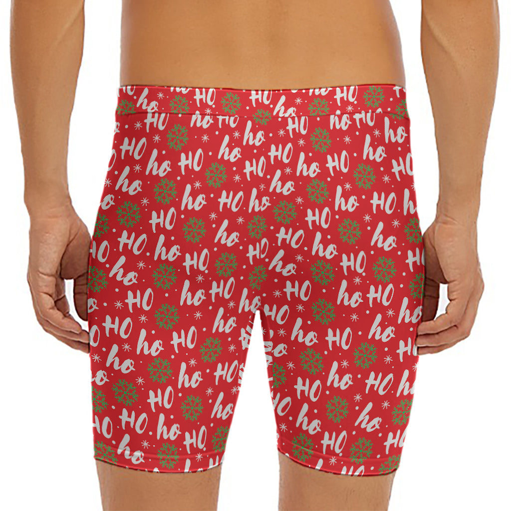 Christmas Hohoho Santa Claus Laugh Print Men's Long Boxer Briefs