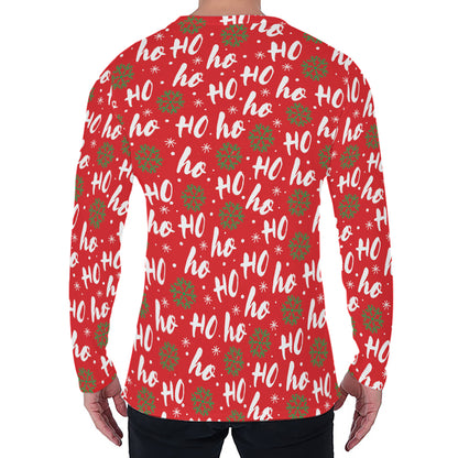 Christmas Hohoho Santa Claus Laugh Print Men's Long Sleeve T-Shirt