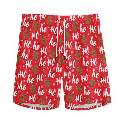 Christmas Hohoho Santa Claus Laugh Print Men's Sports Shorts