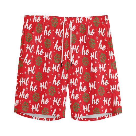Christmas Hohoho Santa Claus Laugh Print Men's Sports Shorts
