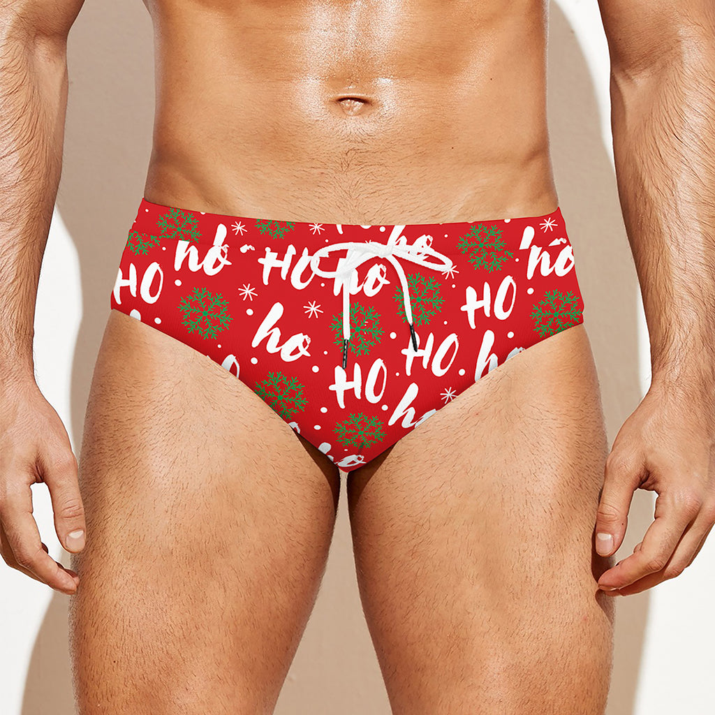 Christmas Hohoho Santa Claus Laugh Print Men's Swim Briefs