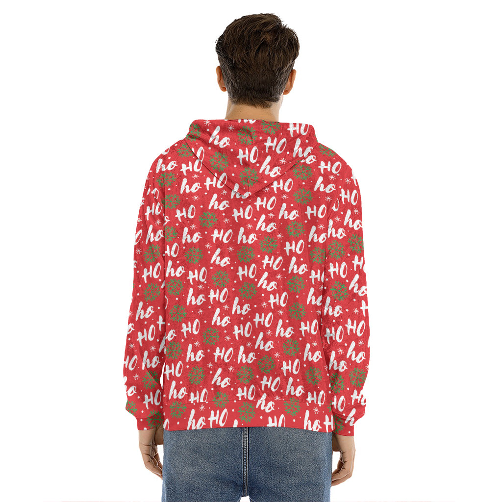 Christmas Hohoho Santa Claus Laugh Print Men's Velvet Pullover Hoodie