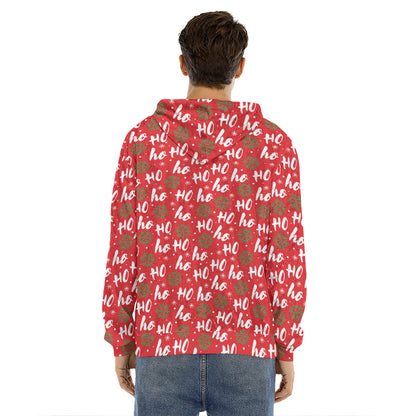 Christmas Hohoho Santa Claus Laugh Print Men's Velvet Pullover Hoodie