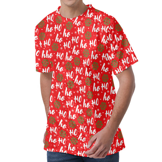 Christmas Hohoho Santa Claus Laugh Print Men's Velvet T-Shirt