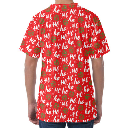 Christmas Hohoho Santa Claus Laugh Print Men's Velvet T-Shirt