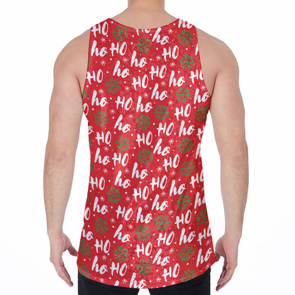 Christmas Hohoho Santa Claus Laugh Print Men's Velvet Tank Top