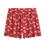 Christmas Hohoho Santa Claus Laugh Print Mesh Shorts