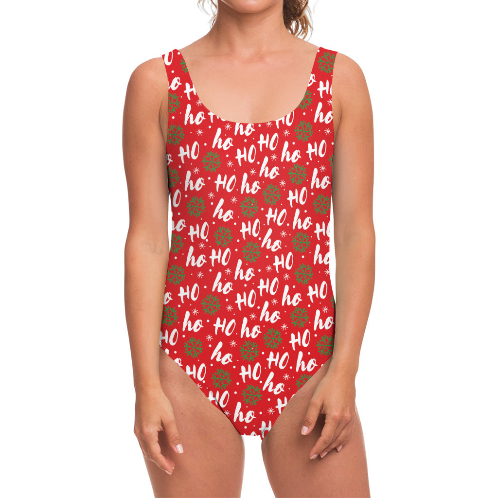 Christmas Hohoho Santa Claus Laugh Print One Piece Swimsuit