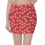 Christmas Hohoho Santa Claus Laugh Print Pencil Mini Skirt
