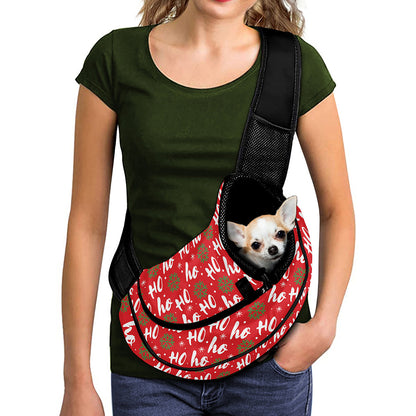 Christmas Hohoho Santa Claus Laugh Print Pet Sling Carrier