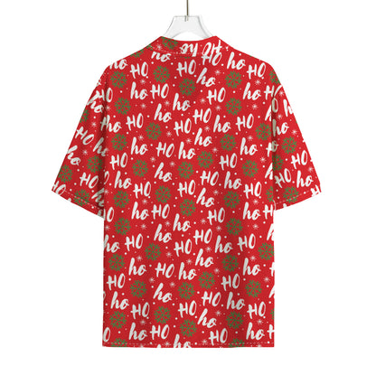 Christmas Hohoho Santa Claus Laugh Print Rayon Hawaiian Shirt