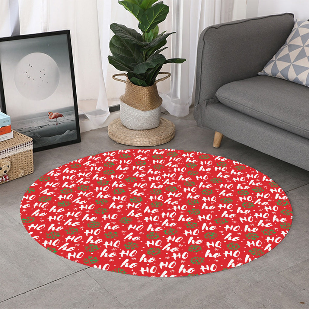 Christmas Hohoho Santa Claus Laugh Print Round Rug