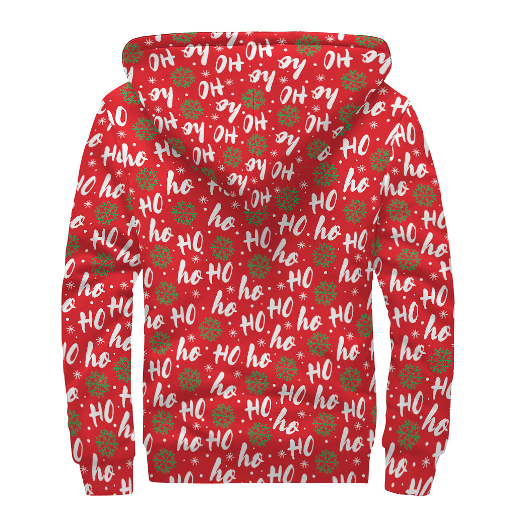 Christmas Hohoho Santa Claus Laugh Print Sherpa Lined Zip Up Hoodie