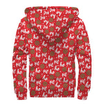 Christmas Hohoho Santa Claus Laugh Print Sherpa Lined Zip Up Hoodie