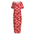 Christmas Hohoho Santa Claus Laugh Print Short Sleeve Long Nightdress
