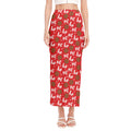 Christmas Hohoho Santa Claus Laugh Print Side Slit Maxi Skirt