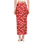 Christmas Hohoho Santa Claus Laugh Print Side Slit Maxi Skirt