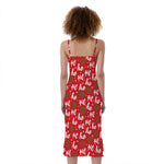 Christmas Hohoho Santa Claus Laugh Print Slim Fit Midi Cami Dress