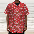 Christmas Hohoho Santa Claus Laugh Print Textured Short Sleeve Shirt