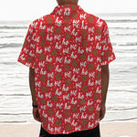 Christmas Hohoho Santa Claus Laugh Print Textured Short Sleeve Shirt