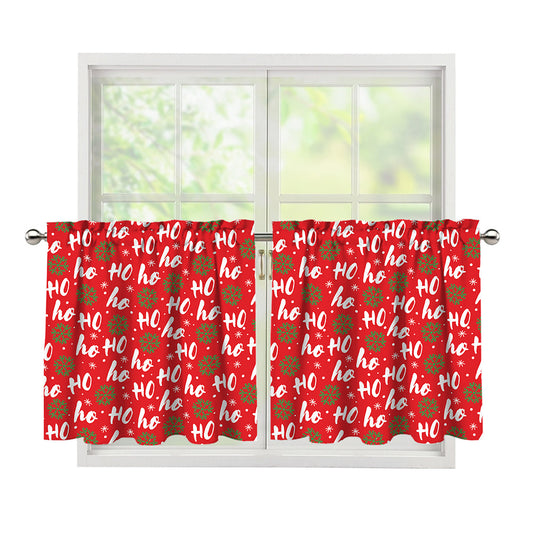 Christmas Hohoho Santa Claus Laugh Print Tier Curtains