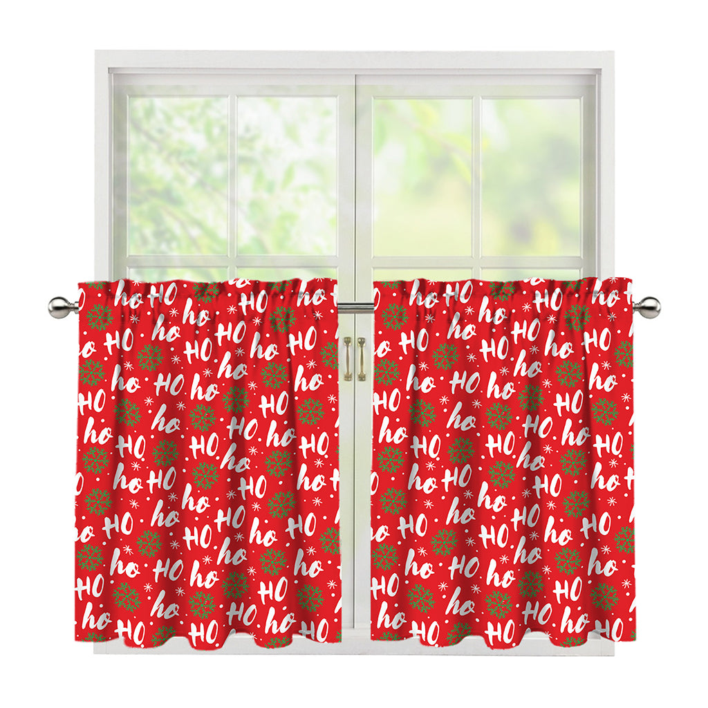 Christmas Hohoho Santa Claus Laugh Print Tier Curtains