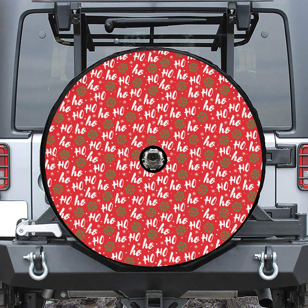 Christmas Hohoho Santa Claus Laugh Print Tire Cover With Camera Hole