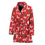 Christmas Hohoho Santa Claus Laugh Print Women's Bathrobe