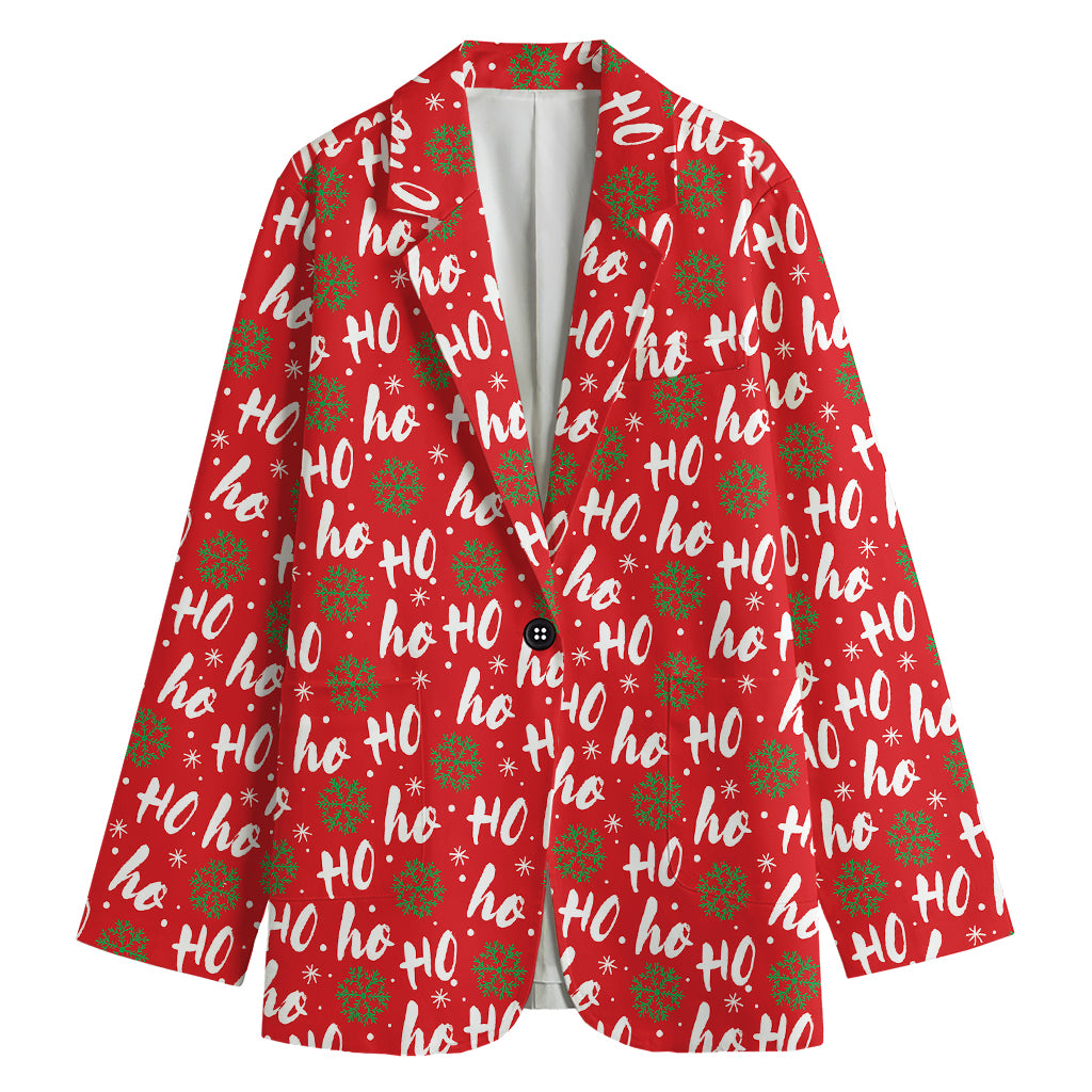 Christmas Hohoho Santa Claus Laugh Print Women's Blazer