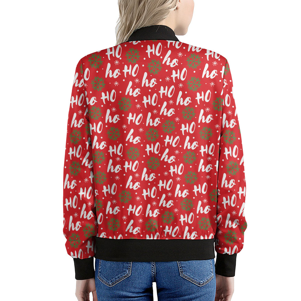 Christmas Hohoho Santa Claus Laugh Print Women's Bomber Jacket