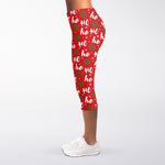 Christmas Hohoho Santa Claus Laugh Print Women's Capri Leggings