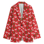 Christmas Hohoho Santa Claus Laugh Print Women's Cotton Blazer