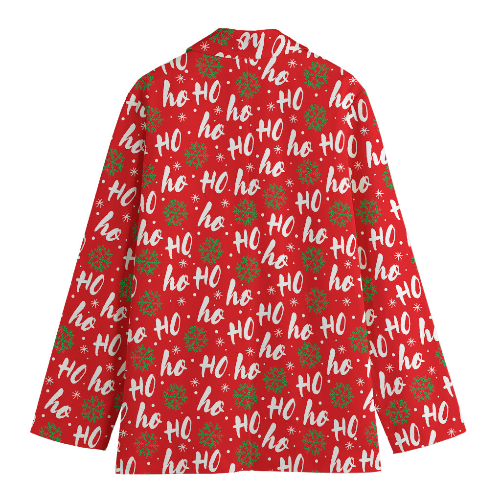 Christmas Hohoho Santa Claus Laugh Print Women's Cotton Blazer