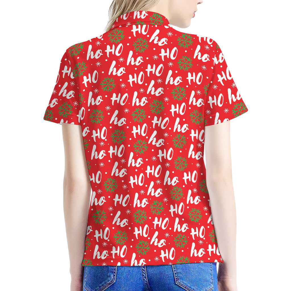 Christmas Hohoho Santa Claus Laugh Print Women's Polo Shirt