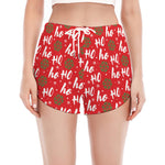 Christmas Hohoho Santa Claus Laugh Print Women's Split Running Shorts