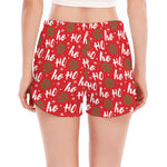 Christmas Hohoho Santa Claus Laugh Print Women's Split Running Shorts