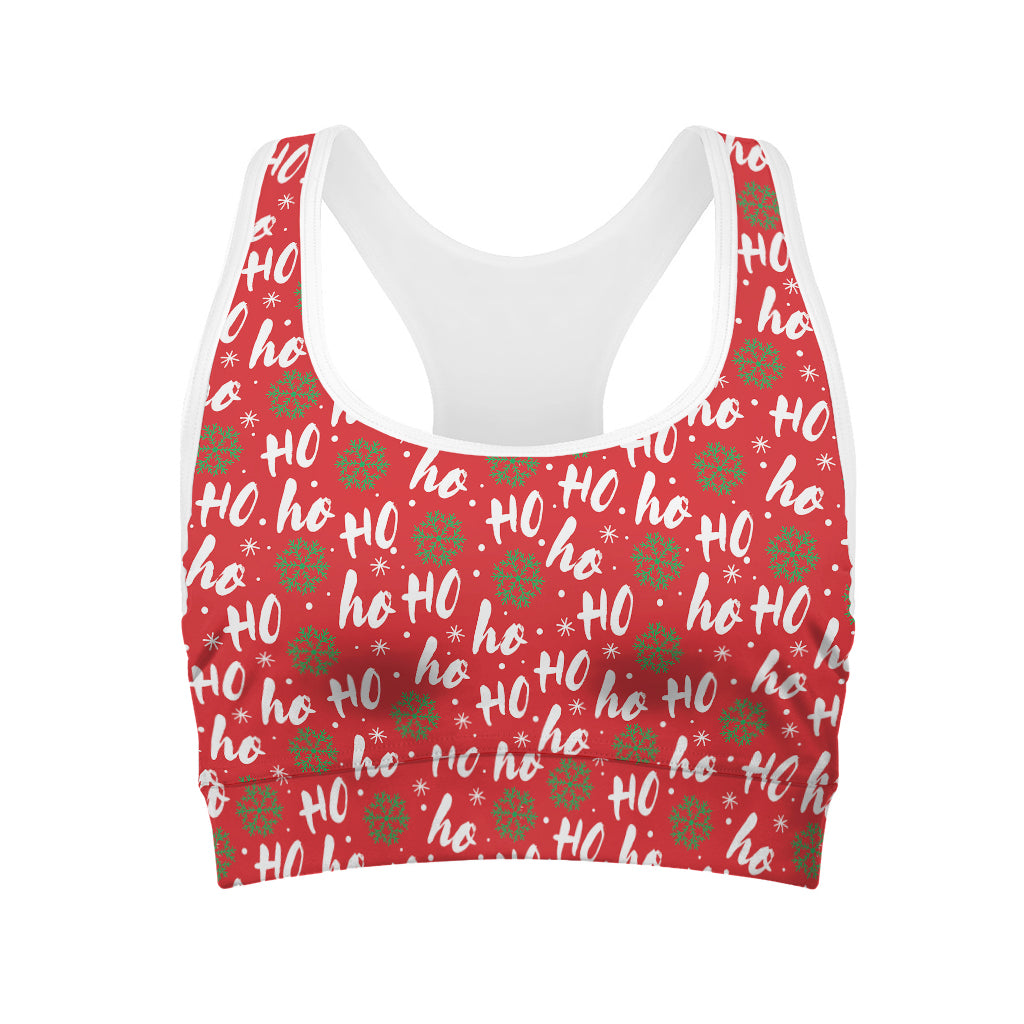 Christmas Hohoho Santa Claus Laugh Print Women's Sports Bra