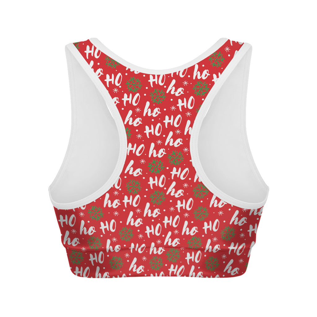 Christmas Hohoho Santa Claus Laugh Print Women's Sports Bra