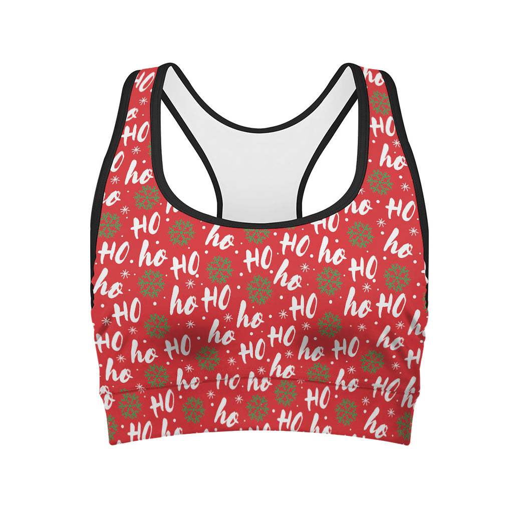 Christmas Hohoho Santa Claus Laugh Print Women's Sports Bra