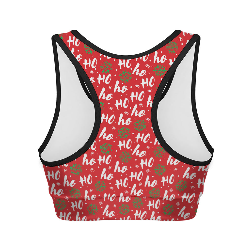 Christmas Hohoho Santa Claus Laugh Print Women's Sports Bra