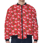 Christmas Hohoho Santa Claus Laugh Print Zip Sleeve Bomber Jacket