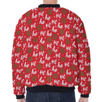 Christmas Hohoho Santa Claus Laugh Print Zip Sleeve Bomber Jacket