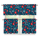 Christmas Holiday Elements Pattern Print 3 Piece Kitchen Curtains