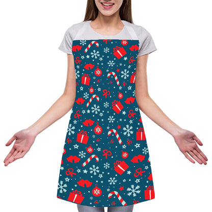 Christmas Holiday Elements Pattern Print Adjustable Apron